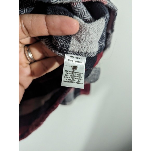 Field & Stream Red Black Flannel Checkered Long Sleeve Button Shirt Men Size M - Picture 5 of 5